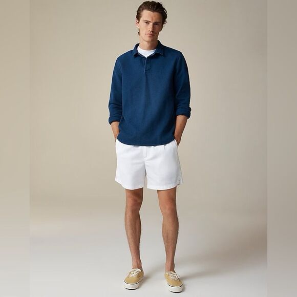 NWT J CREW Waffle-knit rugby shirt in Dusky Blue - Picture 2 of 7